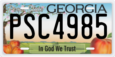 GA license plate PSC4985