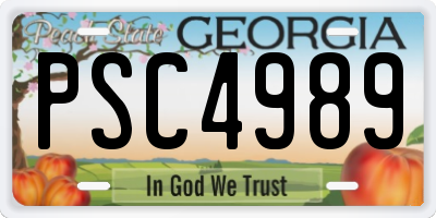 GA license plate PSC4989