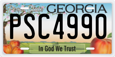 GA license plate PSC4990