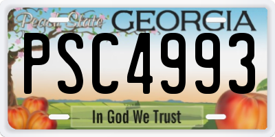 GA license plate PSC4993
