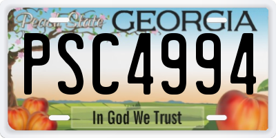 GA license plate PSC4994
