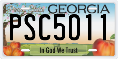 GA license plate PSC5011