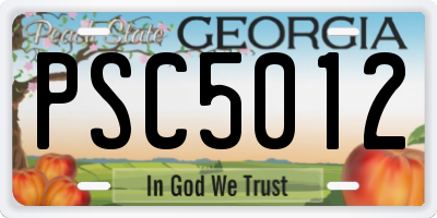 GA license plate PSC5012