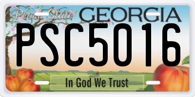 GA license plate PSC5016