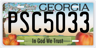 GA license plate PSC5033