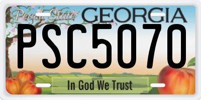 GA license plate PSC5070