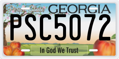 GA license plate PSC5072