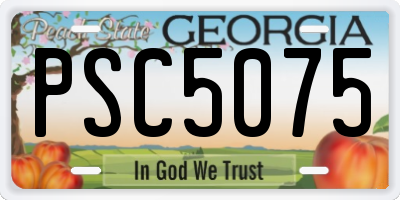 GA license plate PSC5075