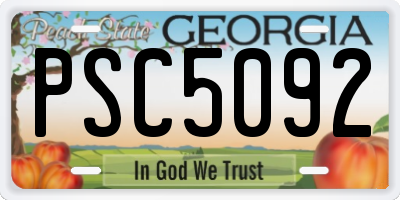 GA license plate PSC5092