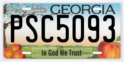 GA license plate PSC5093