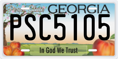 GA license plate PSC5105