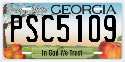 GA license plate PSC5109