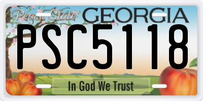 GA license plate PSC5118