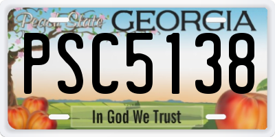 GA license plate PSC5138
