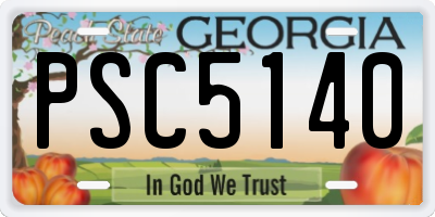 GA license plate PSC5140