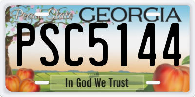 GA license plate PSC5144