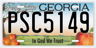 GA license plate PSC5149