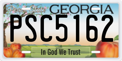 GA license plate PSC5162