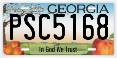 GA license plate PSC5168