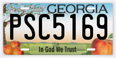 GA license plate PSC5169