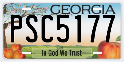 GA license plate PSC5177