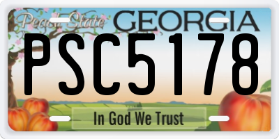 GA license plate PSC5178