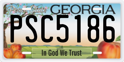 GA license plate PSC5186