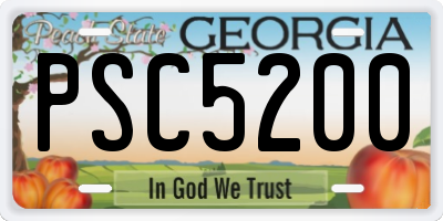 GA license plate PSC5200