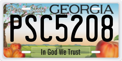 GA license plate PSC5208