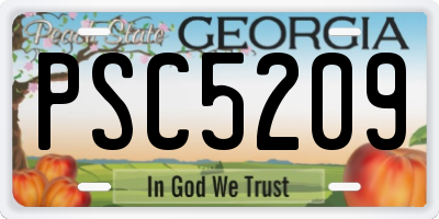 GA license plate PSC5209