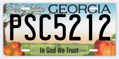 GA license plate PSC5212