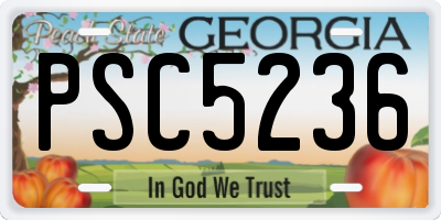 GA license plate PSC5236