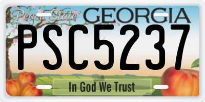 GA license plate PSC5237