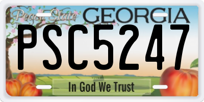 GA license plate PSC5247