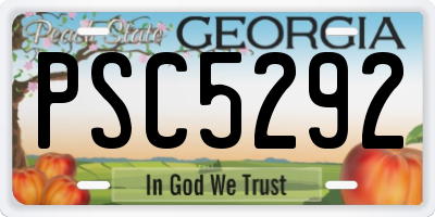 GA license plate PSC5292