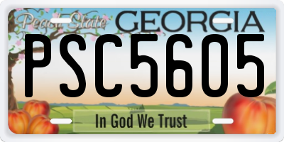 GA license plate PSC5605