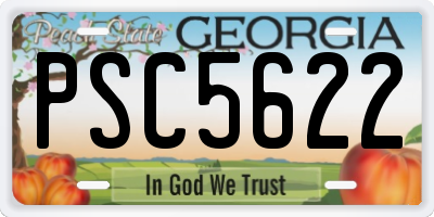 GA license plate PSC5622