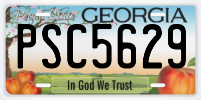 GA license plate PSC5629