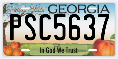 GA license plate PSC5637