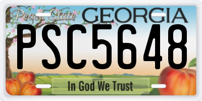GA license plate PSC5648
