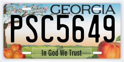 GA license plate PSC5649