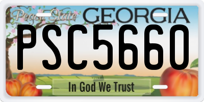 GA license plate PSC5660