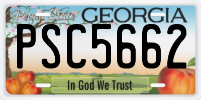 GA license plate PSC5662