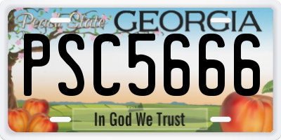GA license plate PSC5666