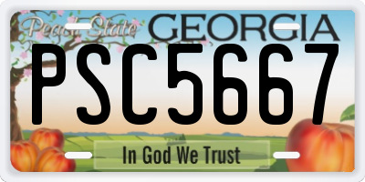 GA license plate PSC5667