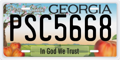 GA license plate PSC5668