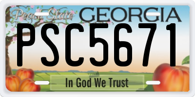 GA license plate PSC5671