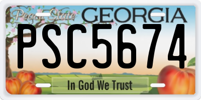 GA license plate PSC5674
