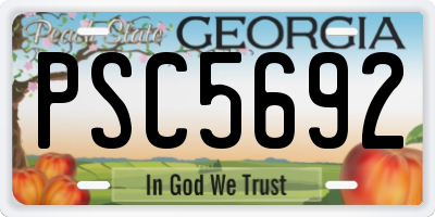 GA license plate PSC5692