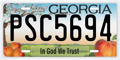 GA license plate PSC5694